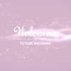 Welcome to Our Wedding! Sparkling Light Trails and Stardust on Pale Pink Backgro