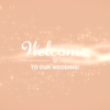 Welcome to Our Wedding! Sparkling Light Trails and Stardust on Pale Orange Backg