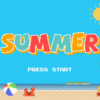 8-Bit Pixel Art Summer Beach like Retro Game Title Screen